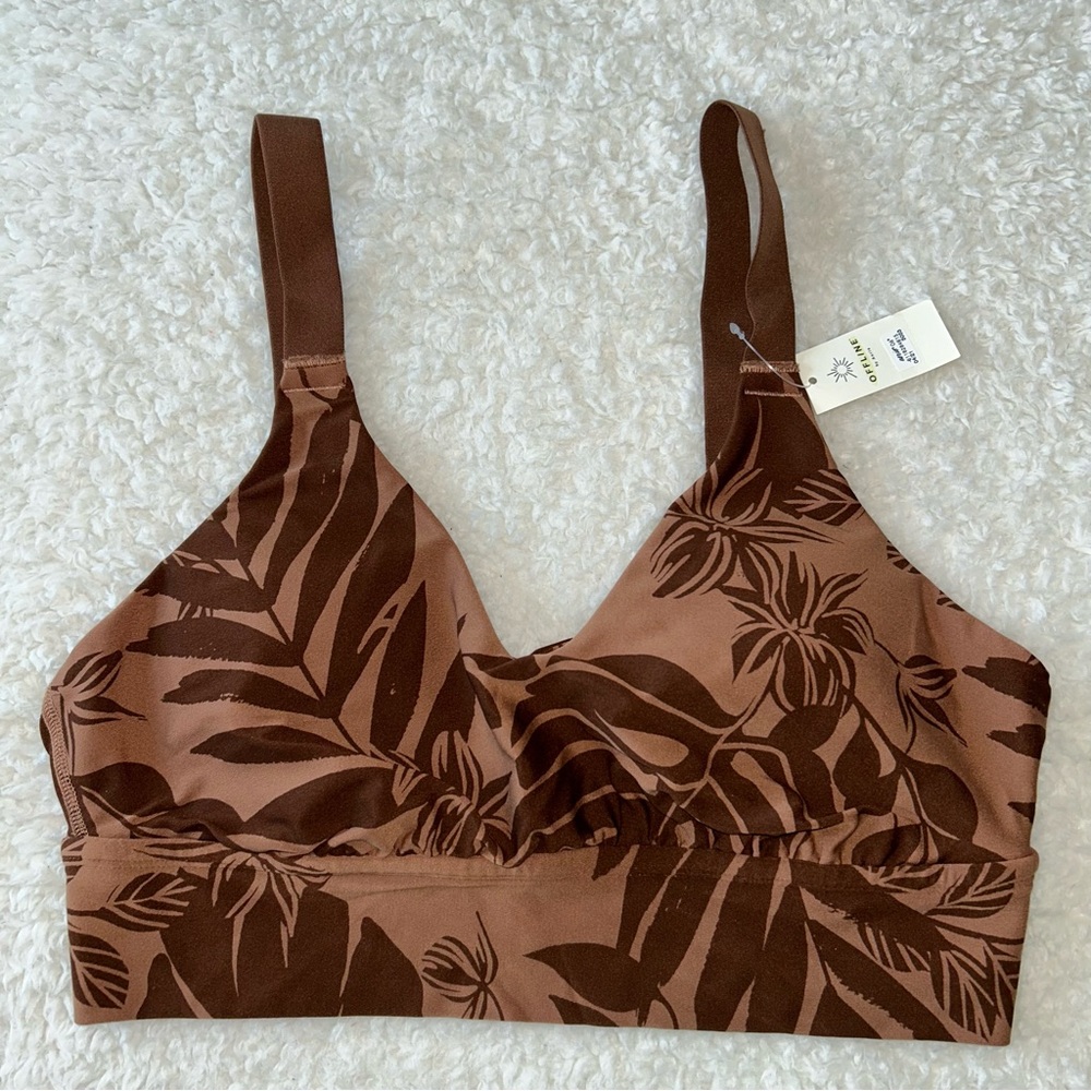 Aerie Brown Leaf Print Sports Bra